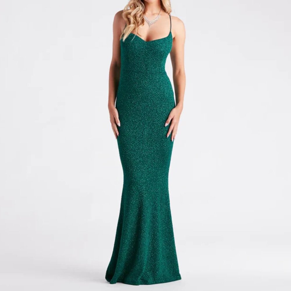 NWT - Windsor - Teal Glittering Evening Gown - Size Medium - Picture 1 of 13